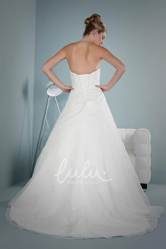 Strapless A-Line Tulle Wedding Dress with Appliques