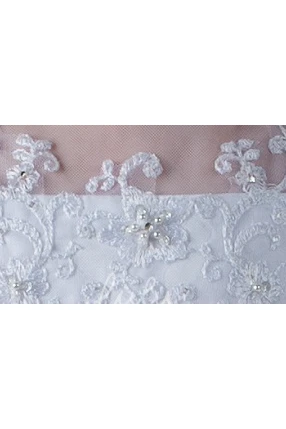 Embroidered Ankle Length Organza Flower Girl Dress with Square Neck