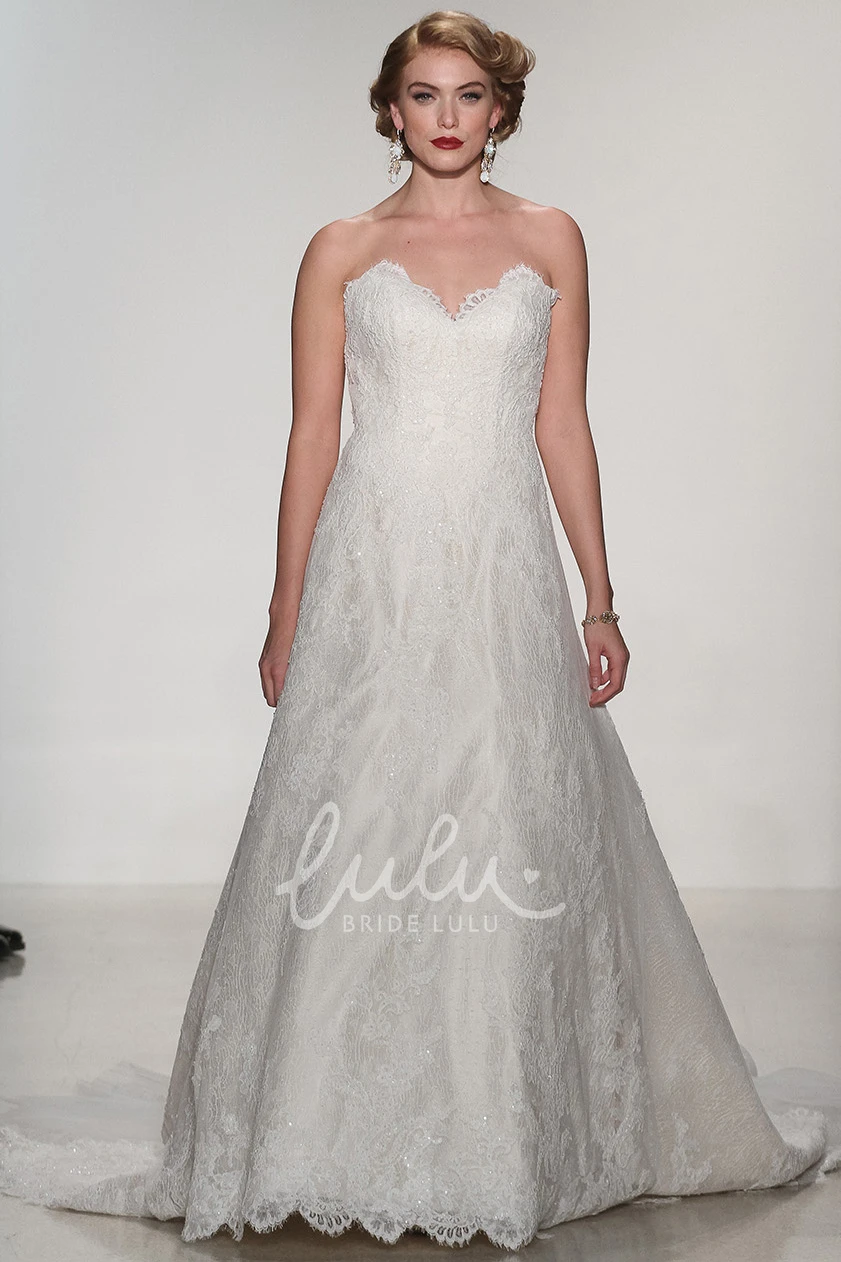 Maxi Lace Deep-V Back A-Line Wedding Dress