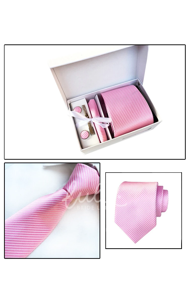 Satin Wide Tie and Pocket Square Combo Plus Cufflinks and Tie Clip Set-11 Color Options