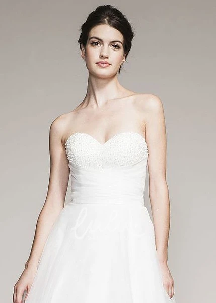 Tulle Sweetheart Wedding Dress with Beading and Pleats Long