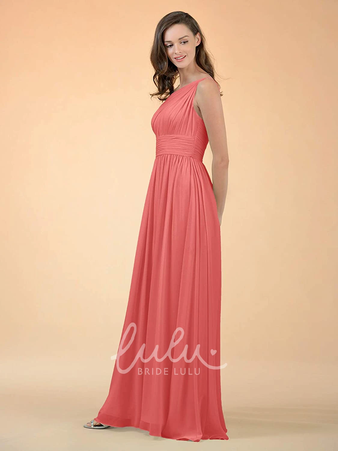One-shoulder Sleeveless Chiffon A-line Bridesmaid Dress with Ruching Elegant