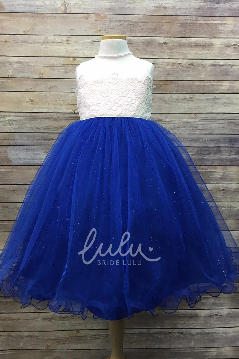 Tiered Tulle&Satin Flower Girl Dress Tea-Length Unique Bridesmaid Dress
