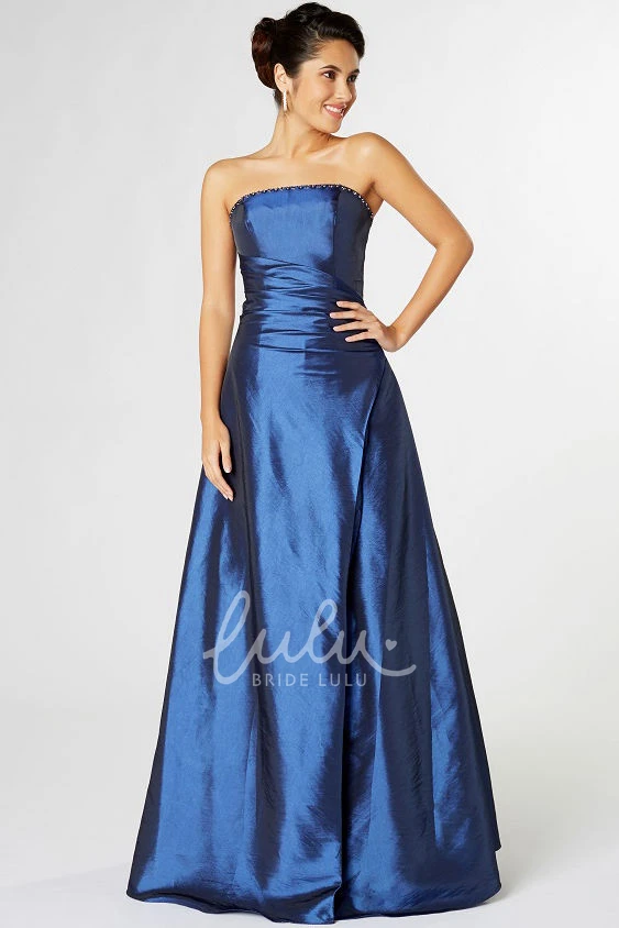 Satin Strapless Bridesmaid Dress with Ruched Detail Flowy Bridesmaid Dress