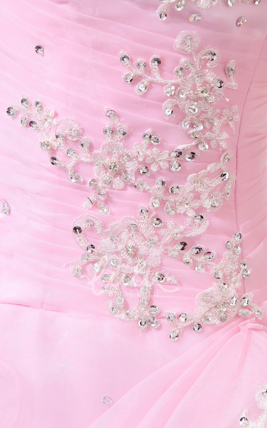 Organza Ball Gown Prom Dress with Beaded Top and Ruffles Sweetheart Sleeveless