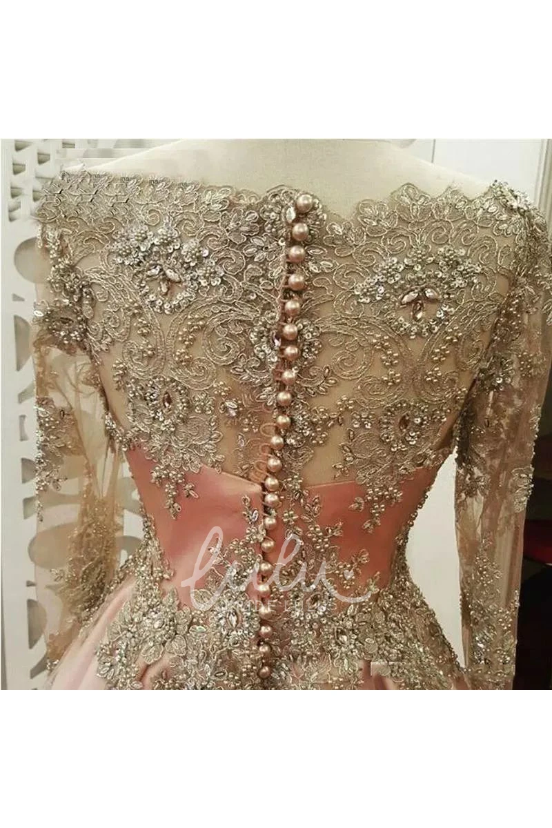 Illusion Lace A-Line Formal Dress with Long Sleeves