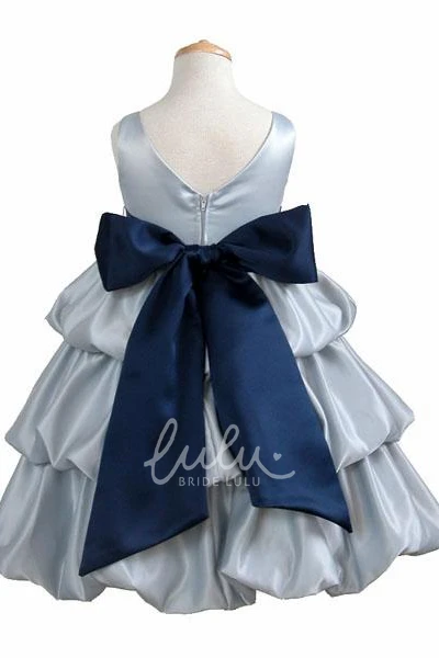 Satin Flower Girl Dress Sleeveless Tiered Women's Dress