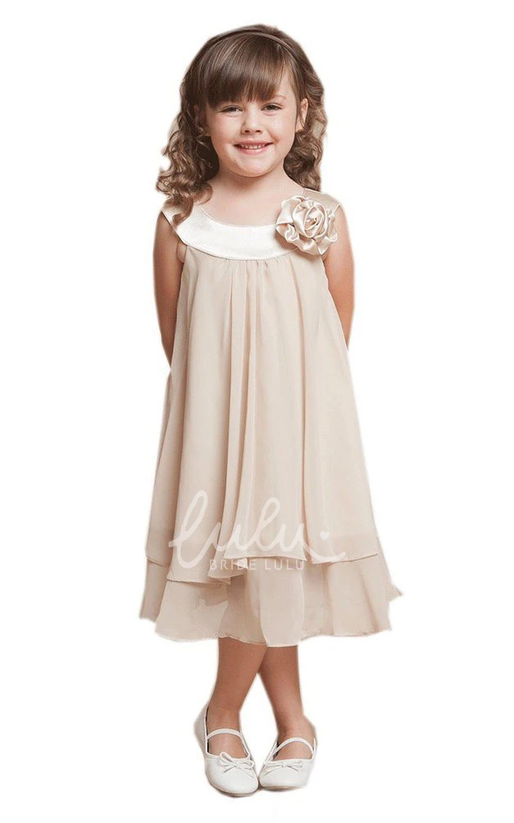 Cute Adorable A-Line Flower Decor Chiffon Flower Girl Dress