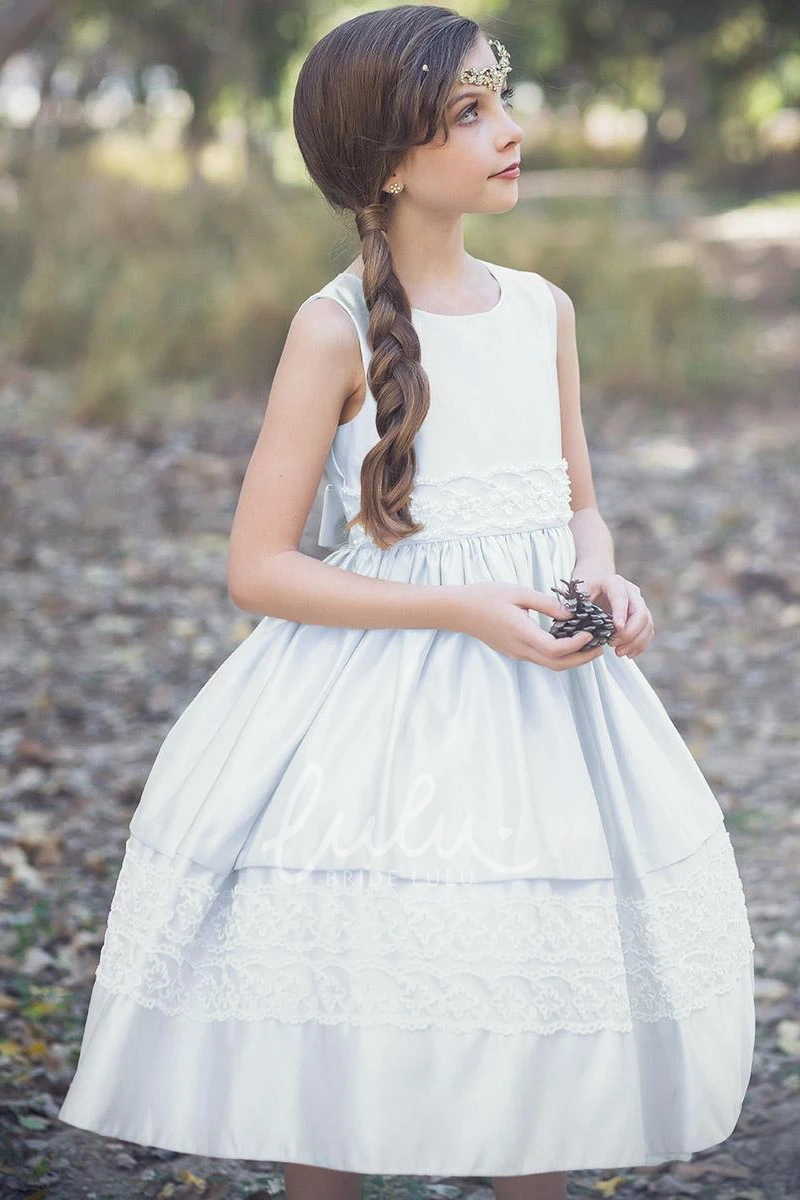 Tulle&Lace Flower Girl Dress with Sequins Tea-Length