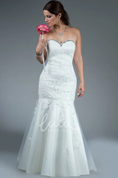 Mermaid Wedding Dress with Sweetheart Neckline Tulle and Crystal Lace Top