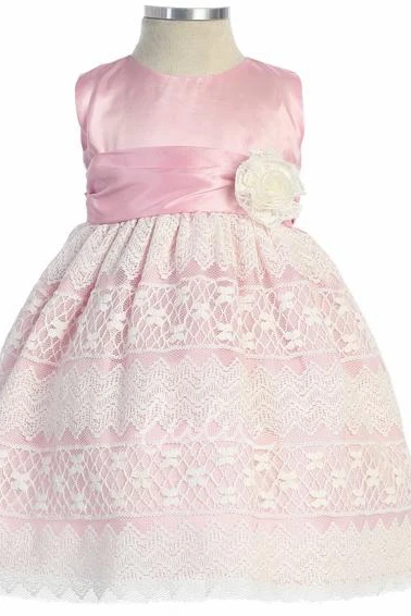 Lace&Taffeta Flower Girl Dress Tea-Length