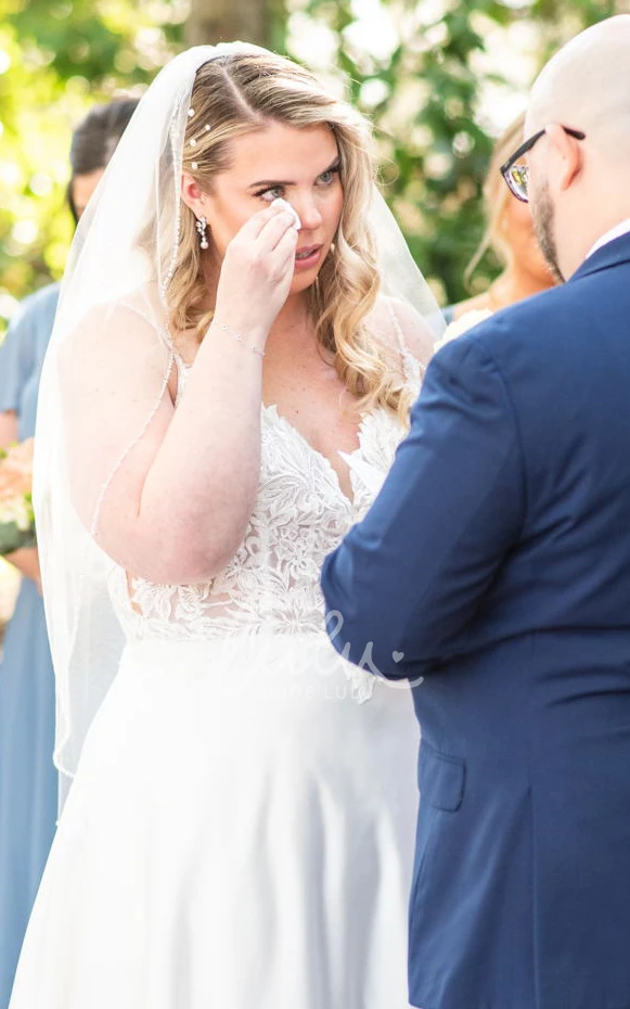 Modest A-Line Plus Size Spaghetti Sweep Train Sleeveless Garden Satin Wedding Dress