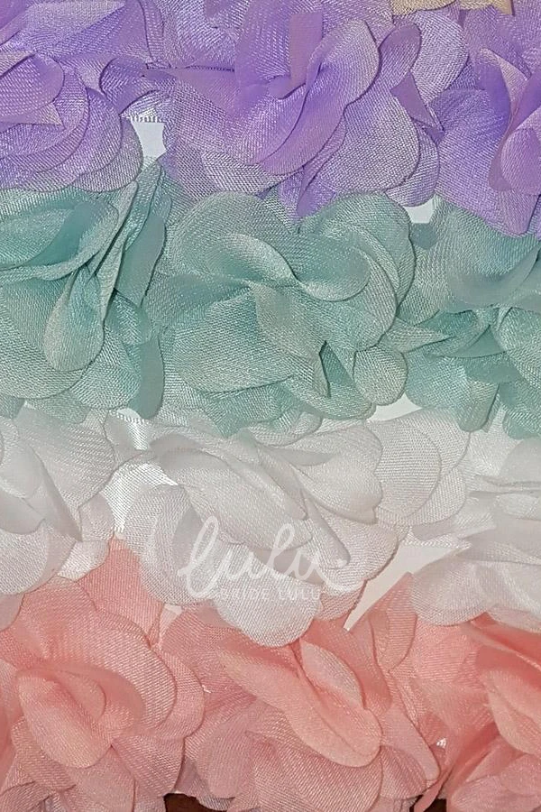 Tiered Floral Chiffon&Tulle Tea-Length Flower Girl Dress