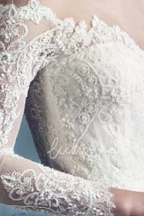 Lace Off-Shoulder Wedding Dress with Long Sleeves