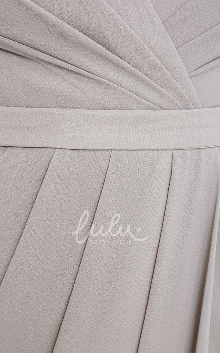 Chic V-Neck Sheath Bridesmaid Dress with Front Split