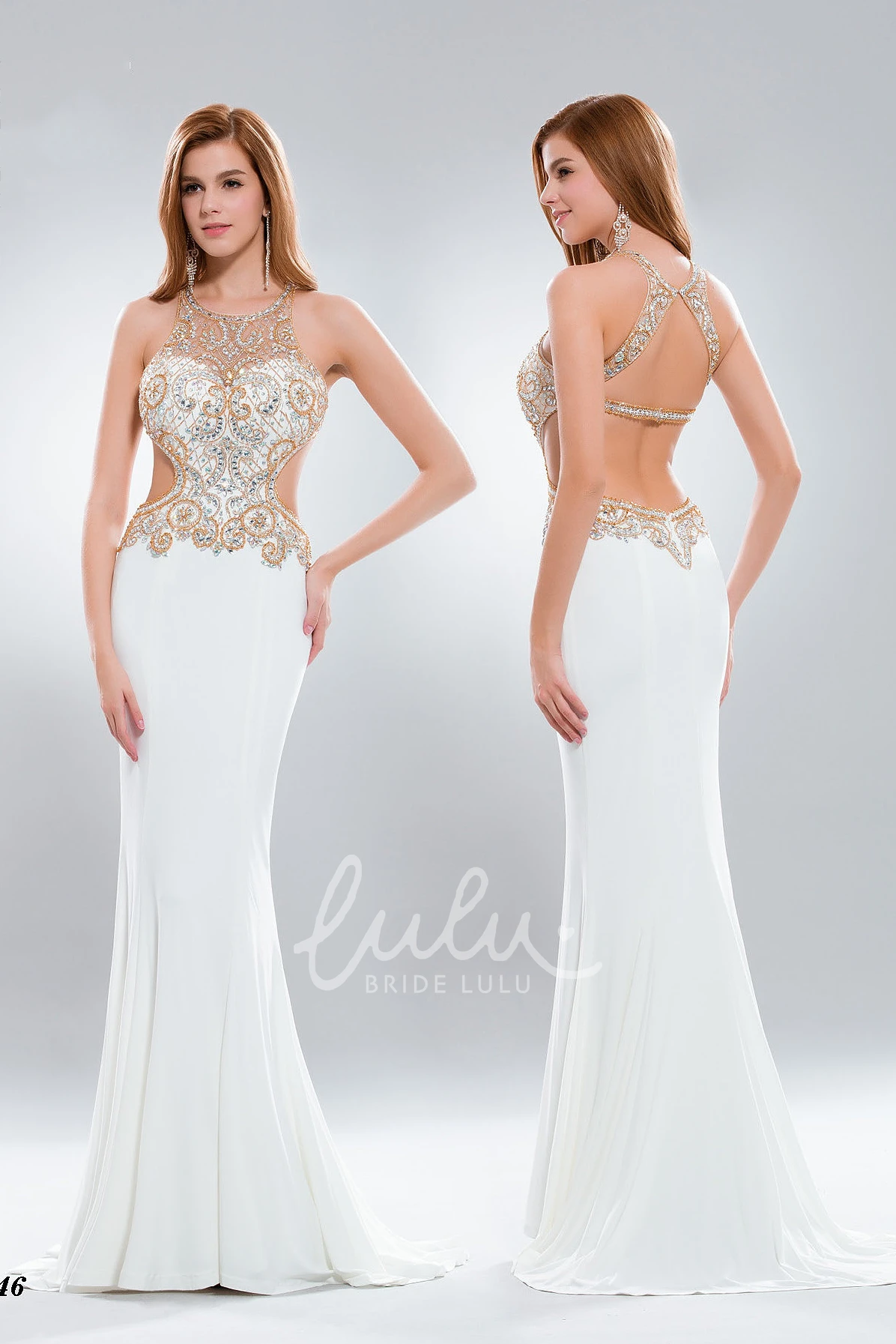 Sleeveless Trumpet Jersey Dress with Beading for Bridesmaids