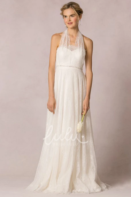 Floor-Length Strapless Lace A-Line Wedding Dress with Jeweled Details