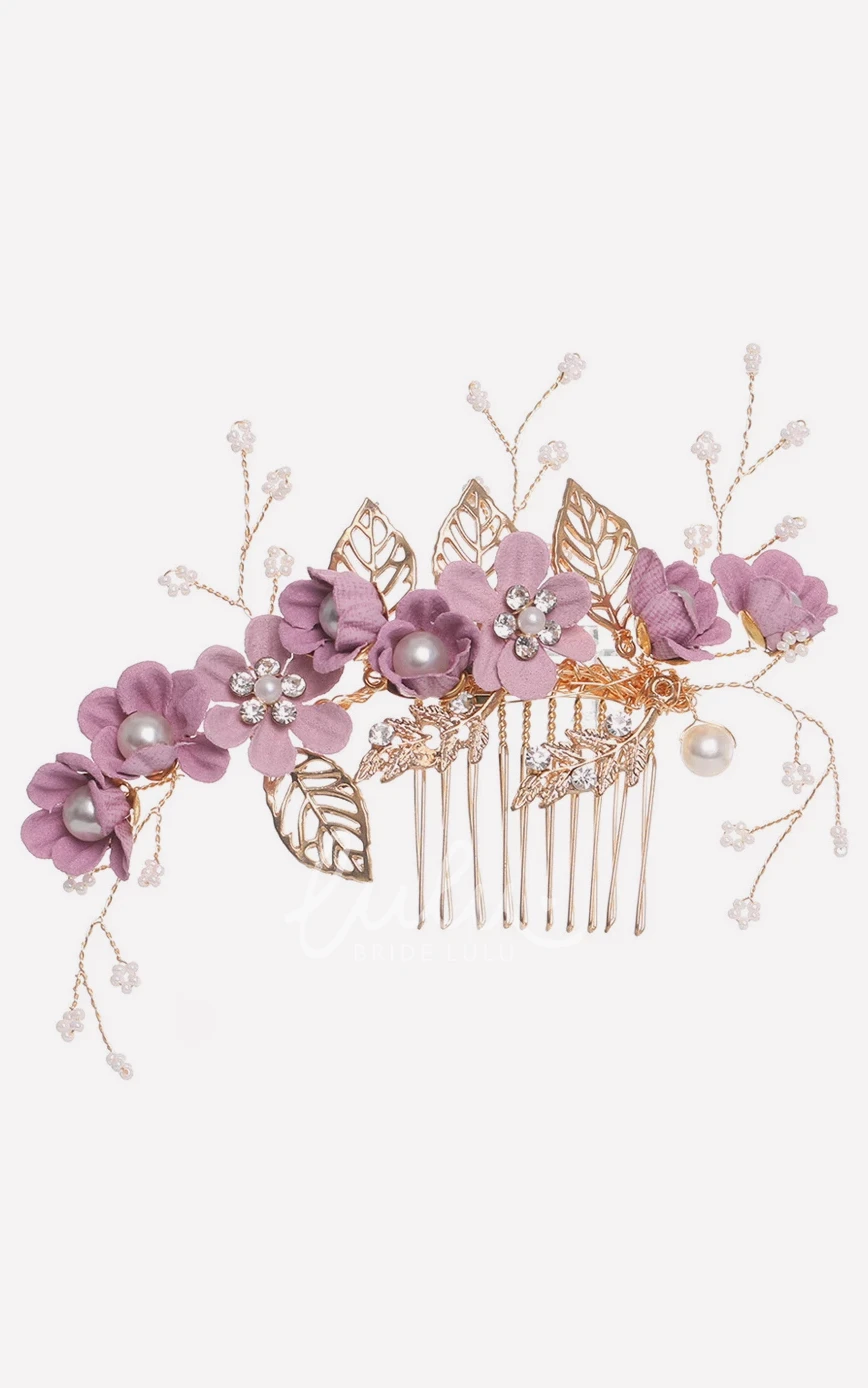 Vintage Golden Hair Pin with Floral Design for Bridesmaids