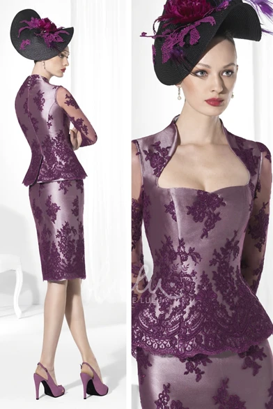 Satin&Lace Prom Dress with Bolero and Long Sleeves Classy Bridesmaid Dress