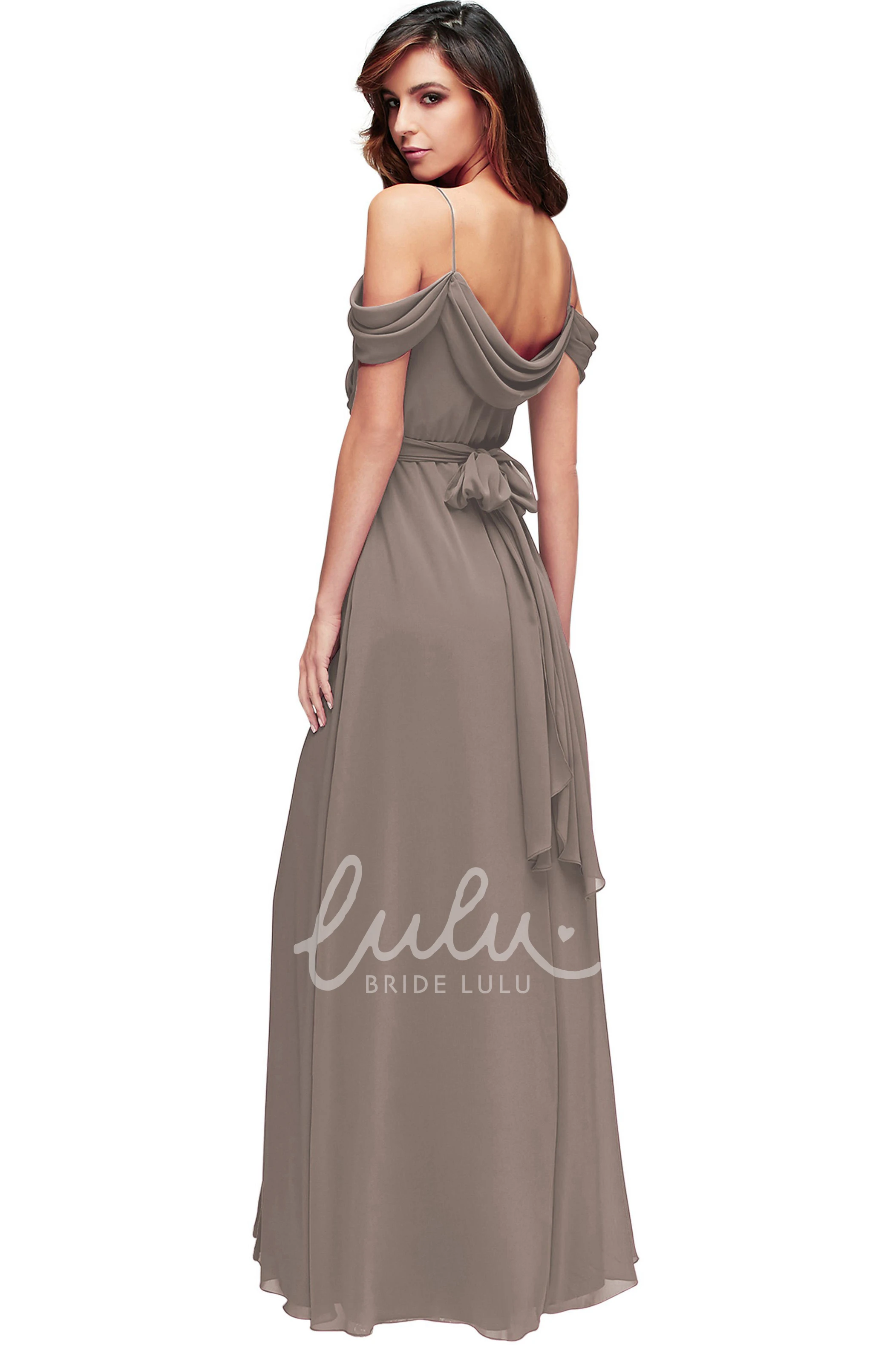 Floor-Length Chiffon Bridesmaid Dress with Draped & Sleeveless Multi-Color Convertible