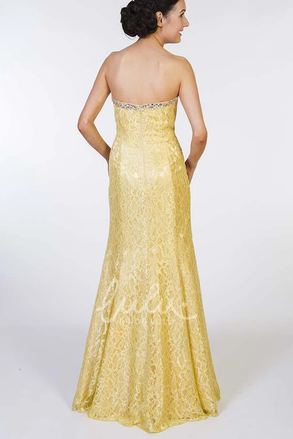 Sweetheart Beaded Sheath Lace Prom Dress Floor-Length Sleeveless