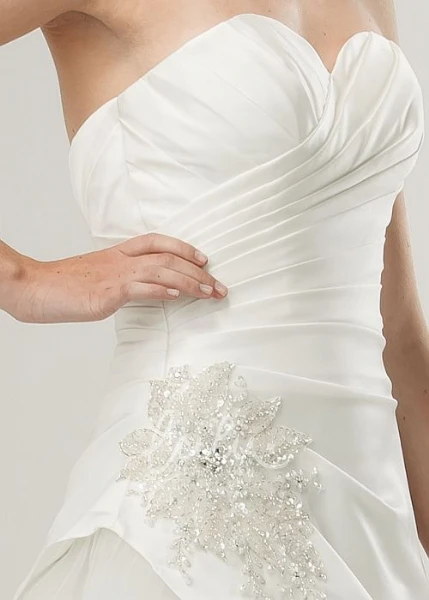 Sweetheart Satin Wedding Dress with Beading and Corset Back Floor-Length