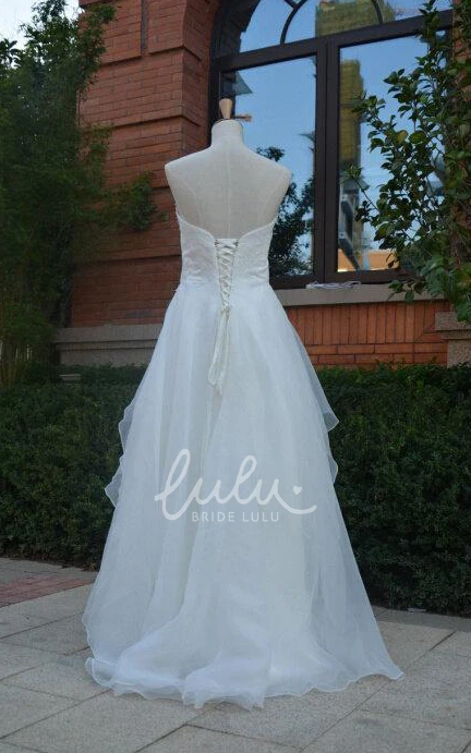 High-Low Ruffled Chiffon Wedding Dress