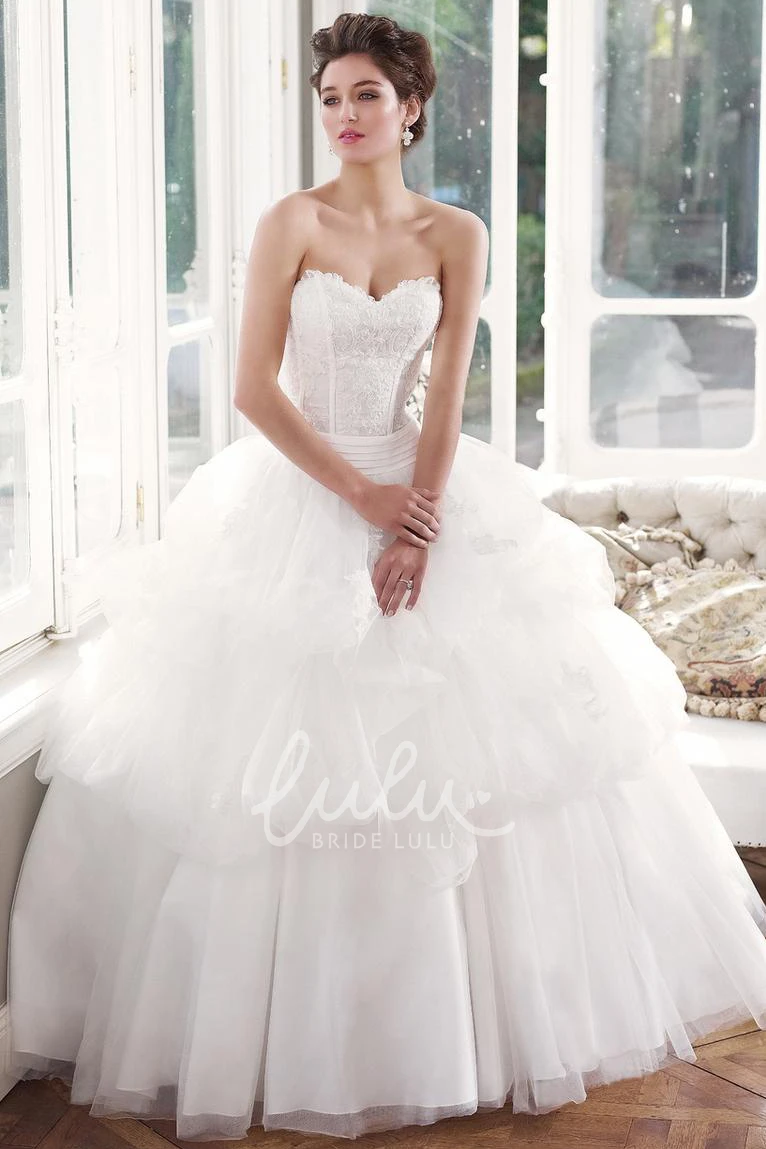 Sweetheart Tulle Wedding Dress with Pick-Up Skirt Stunning Ball Gown