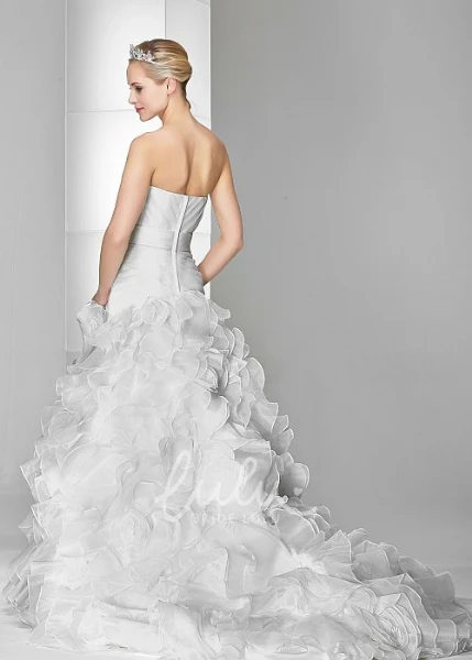 Organza Sweetheart A-Line Wedding Dress with Jeweled Bodice and Brush Train