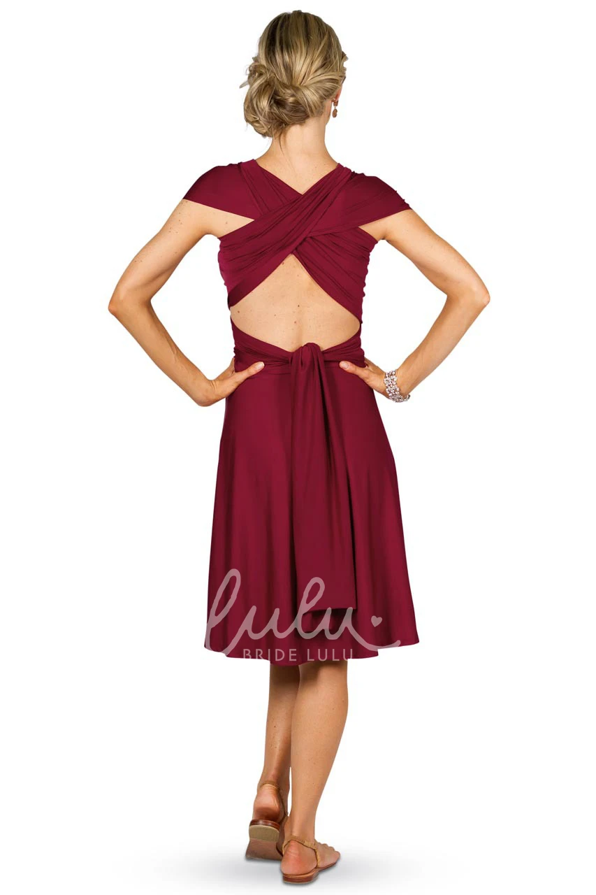 Knee-Length Sleeveless Chiffon Bridesmaid Dress with Criss-Cross Straps Unique Bridesmaid Dress