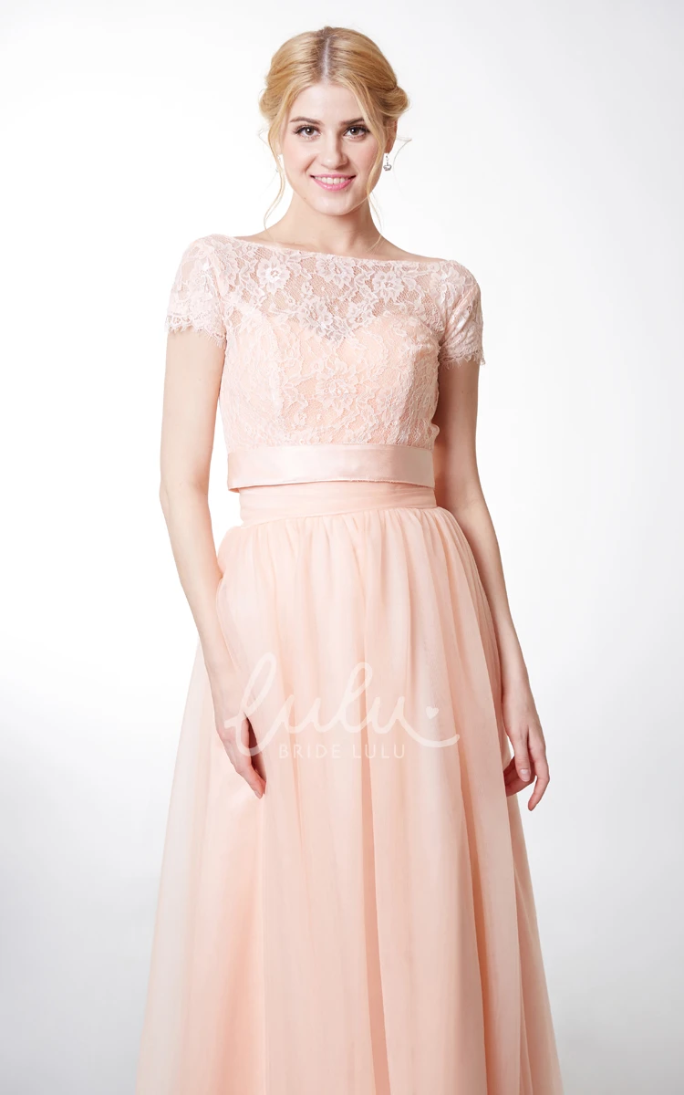 Tulle Bridesmaid Dress with Long Sweetheart Neckline and Jacket