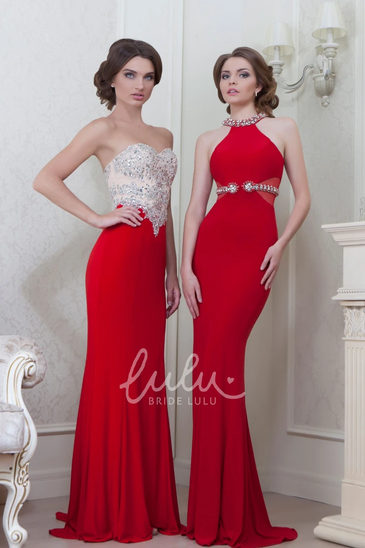 Beaded Sleeveless Scoop-Neck Jersey Formal Dress