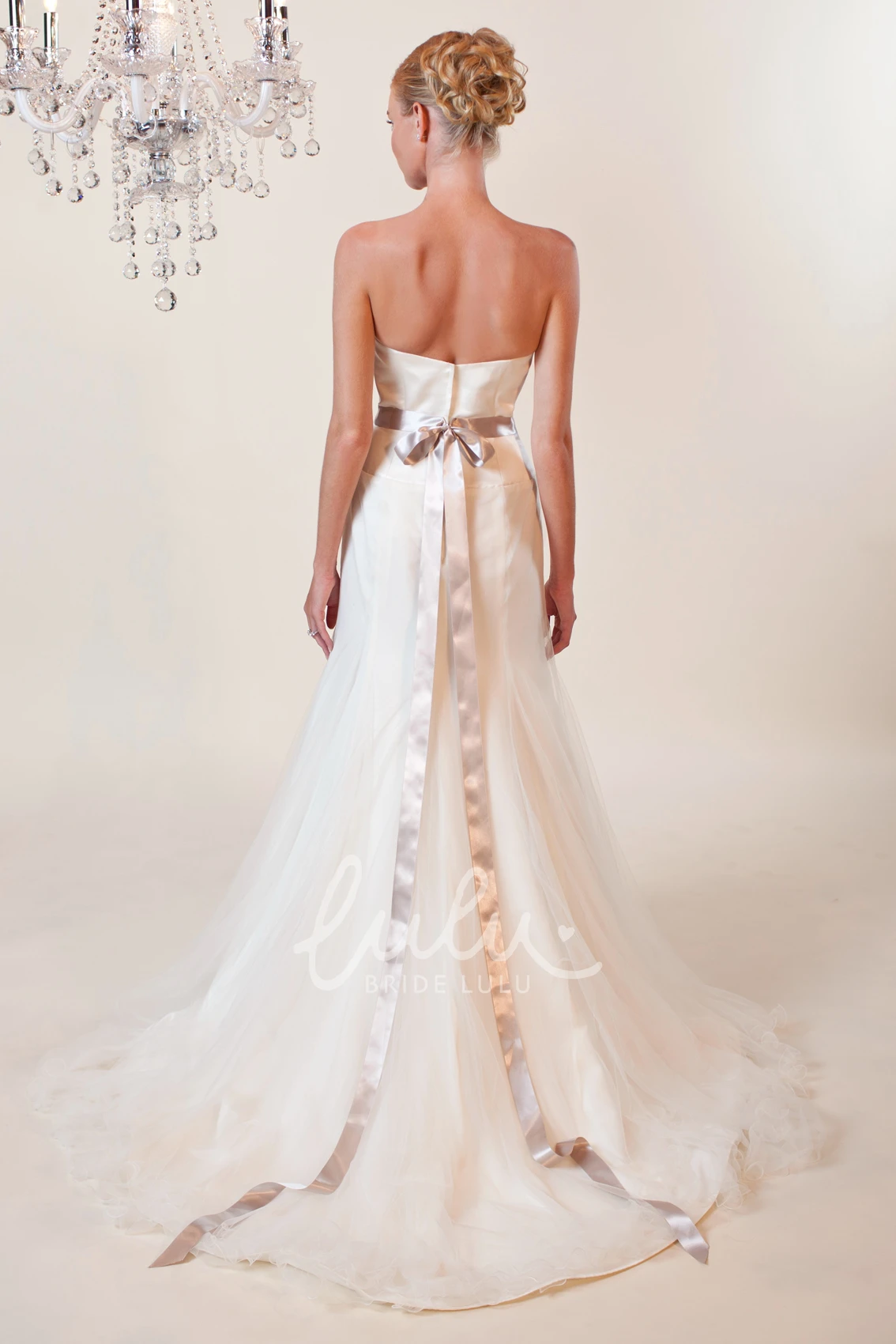 Floral Tulle Mermaid Wedding Dress with Beading and Bow