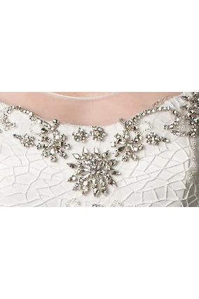 Crystal Top Ball Gown Wedding Dress with Tulle Skirt and Spaghetti Straps