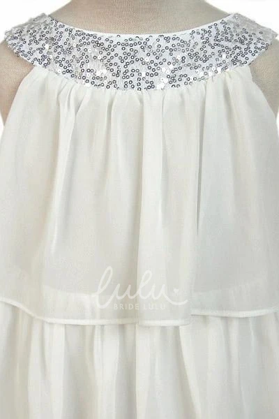Embroidered Sequins Flower Girl Dress Chiffon Fabric