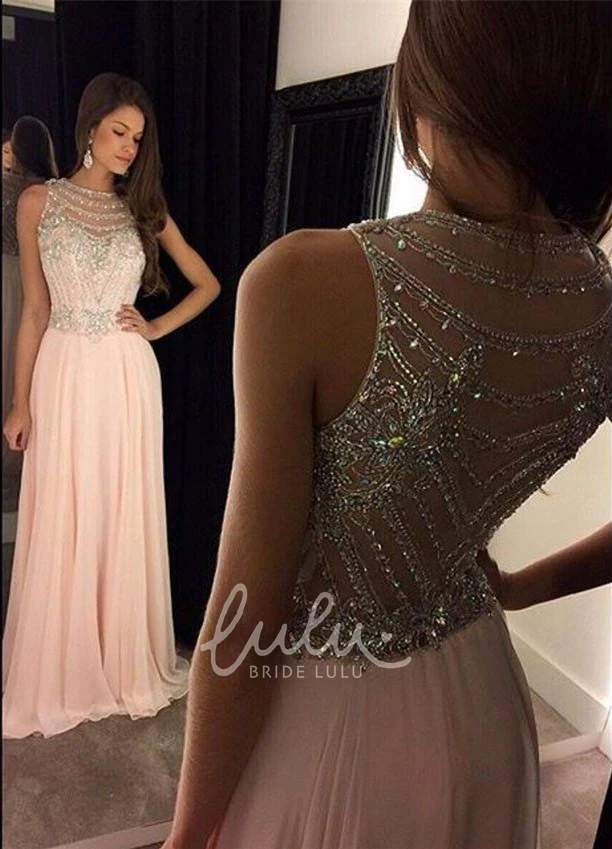Crystal Chiffon A-Line Formal Dress with Illusion Detail