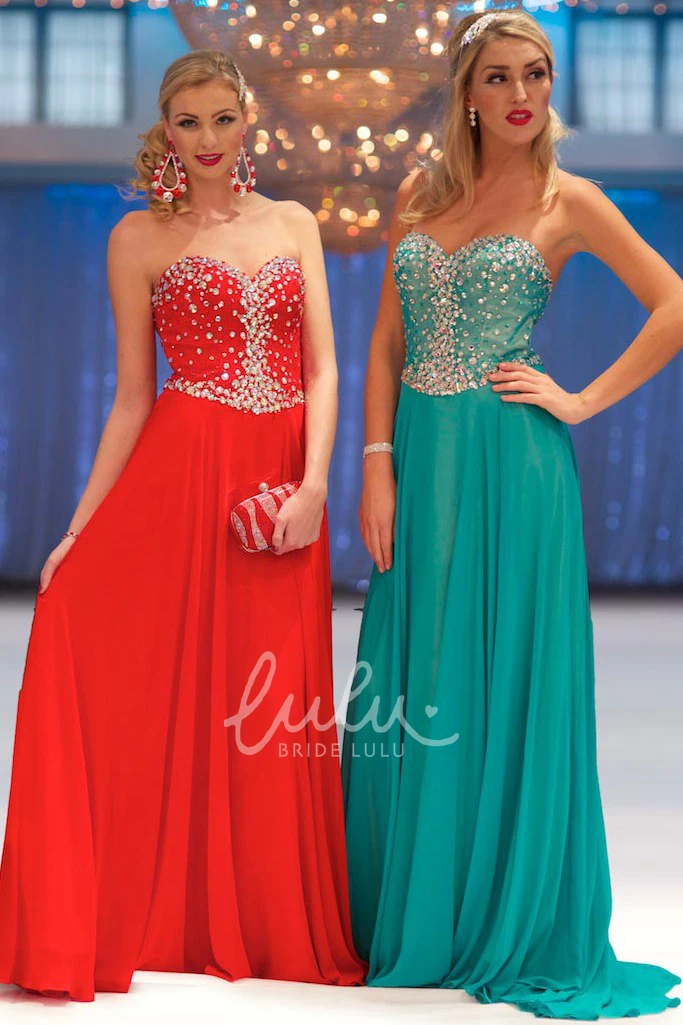 Backless Chiffon Prom Dress with Pleated Sweetheart Bodice