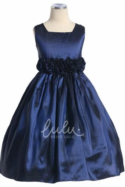 Taffeta Tiered Flower Girl Dress Tea-Length