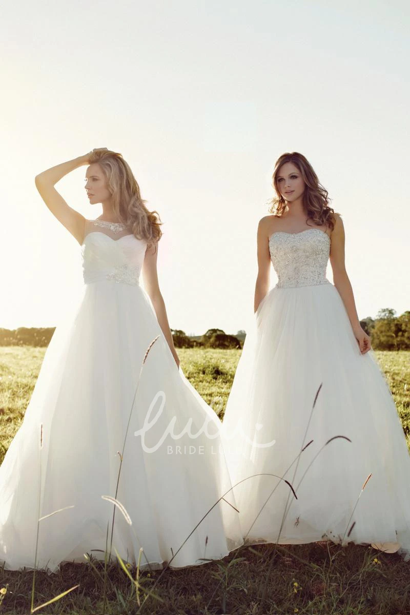 Lace Sweetheart A-Line Wedding Dress with Waist Jewelry Elegant Bridal Gown