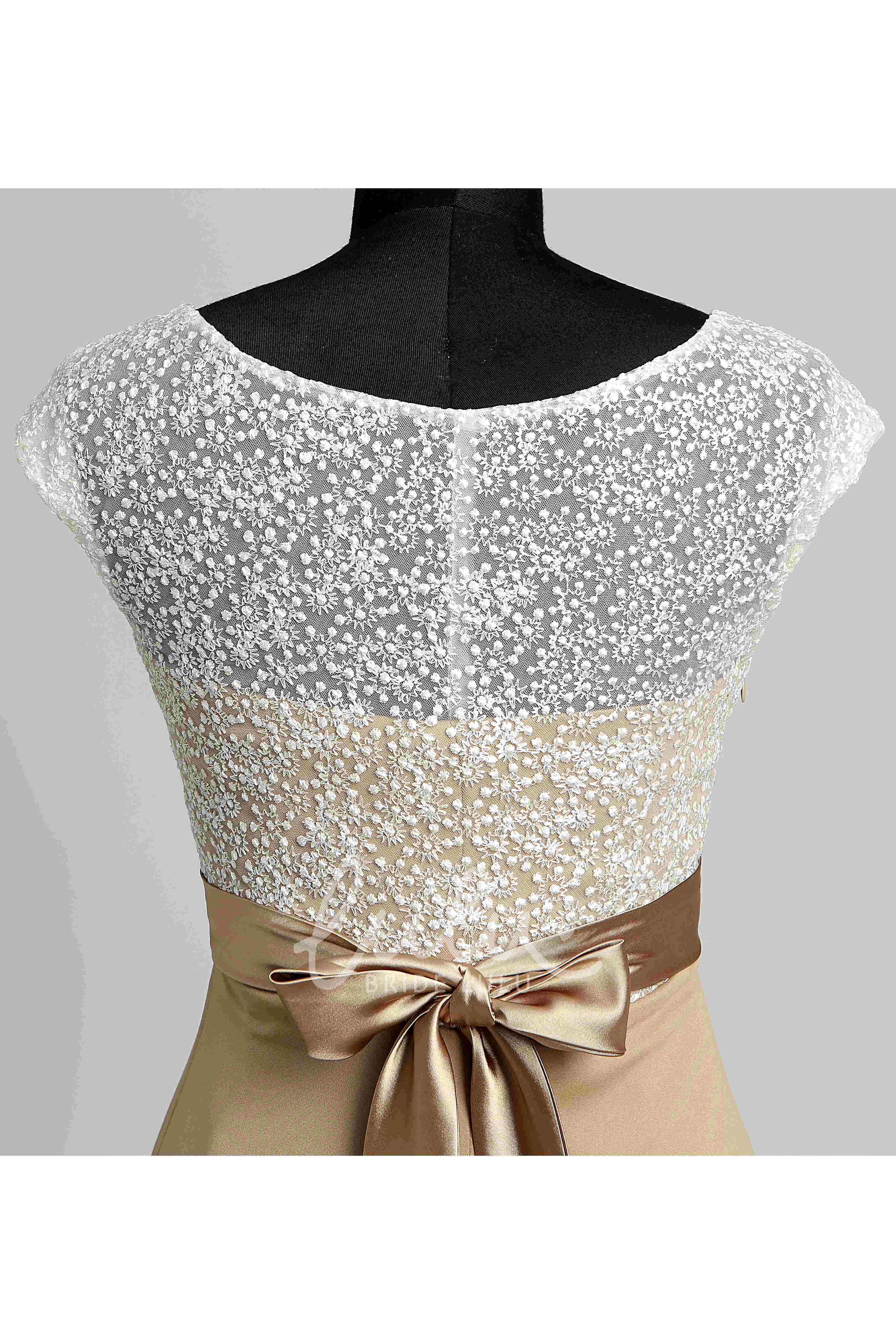 Maternity Lace A-line Dress with Cap Sleeves and Bateau Neckline