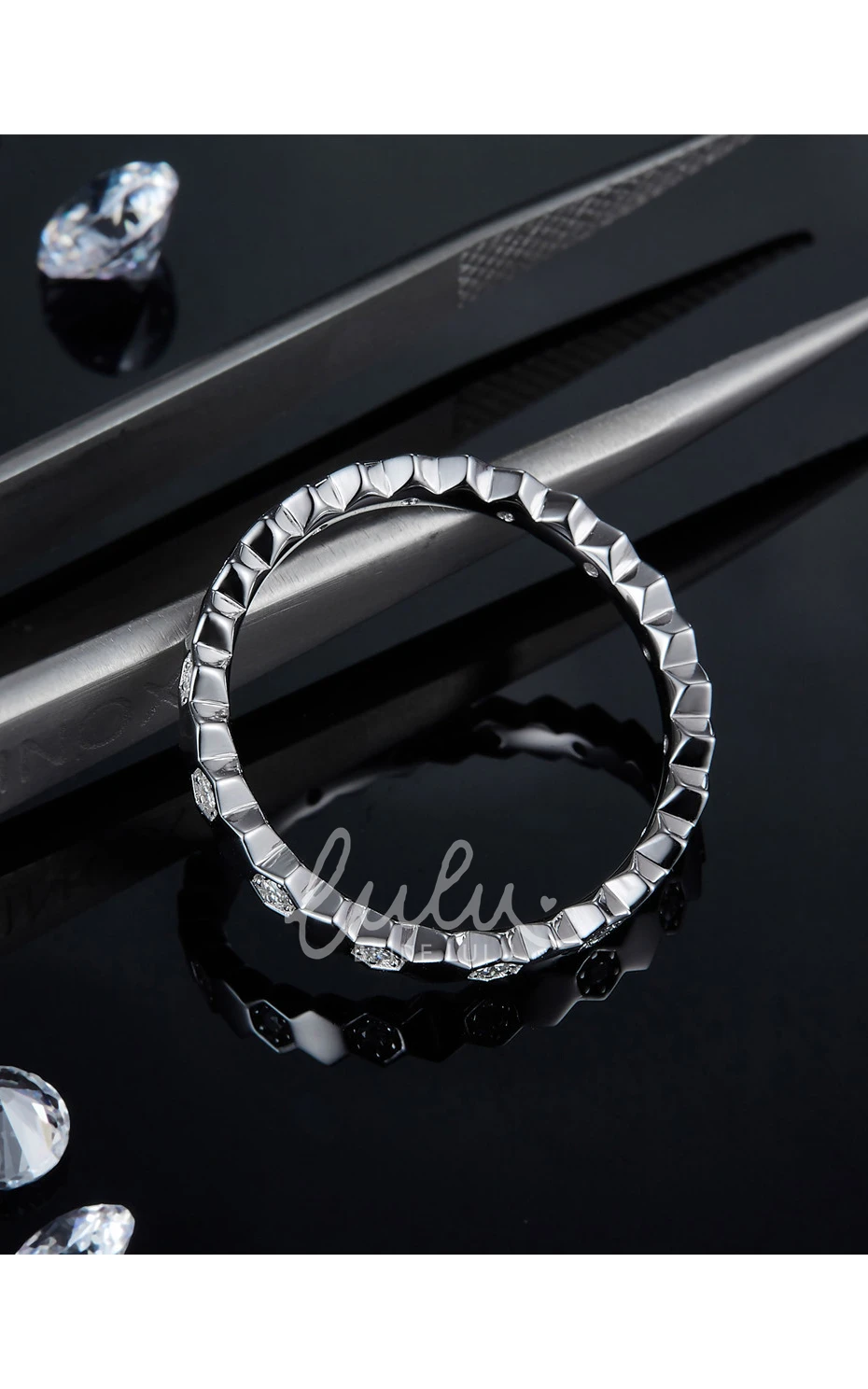 Honeycomb Moissanite Siver 925 Stackable Rings