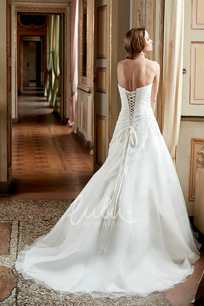 Sweetheart Tulle A-Line Wedding Dress with Appliques and Corset Back