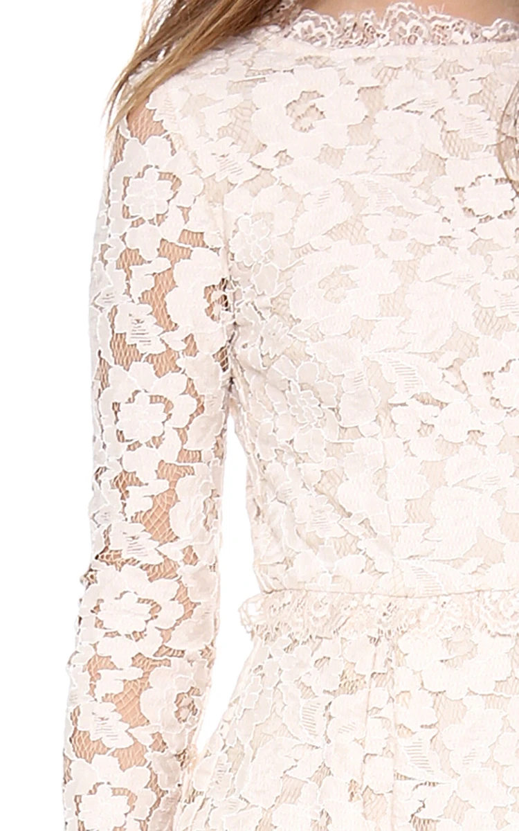 Sheath Lace Short Dress with Long Sleeves for Women