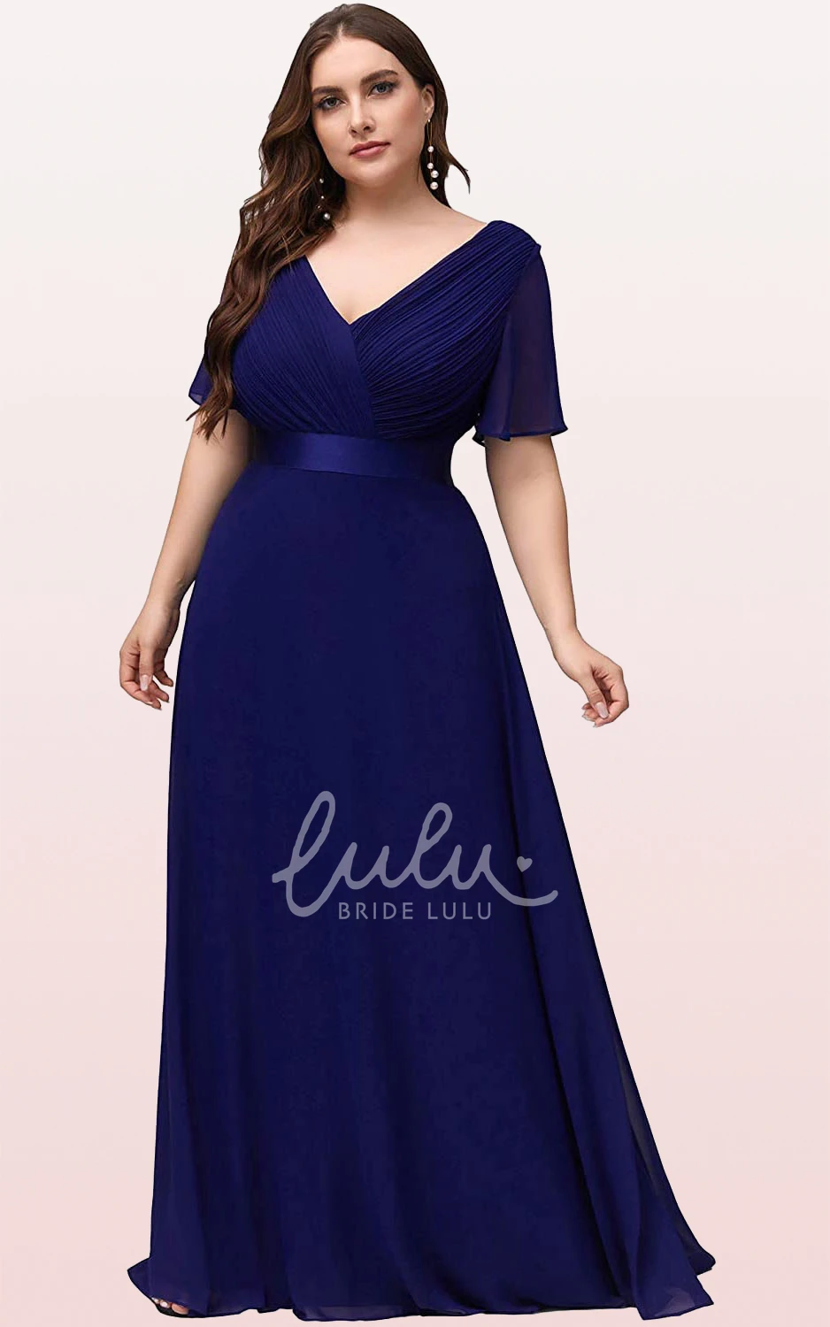 Chiffon V-Neck A-Line Mother Dress with Criss Cross Casual & Elegant