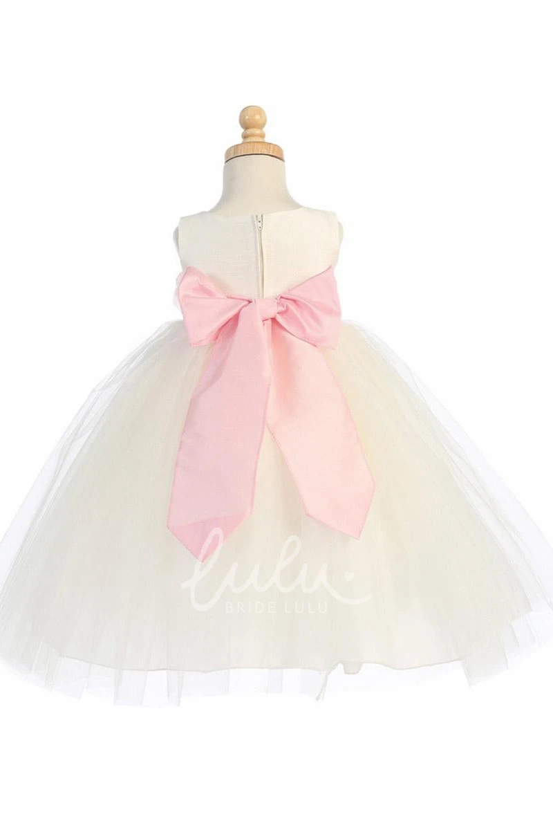 Flower Girl Dress Tea-Length Tulle Tiered