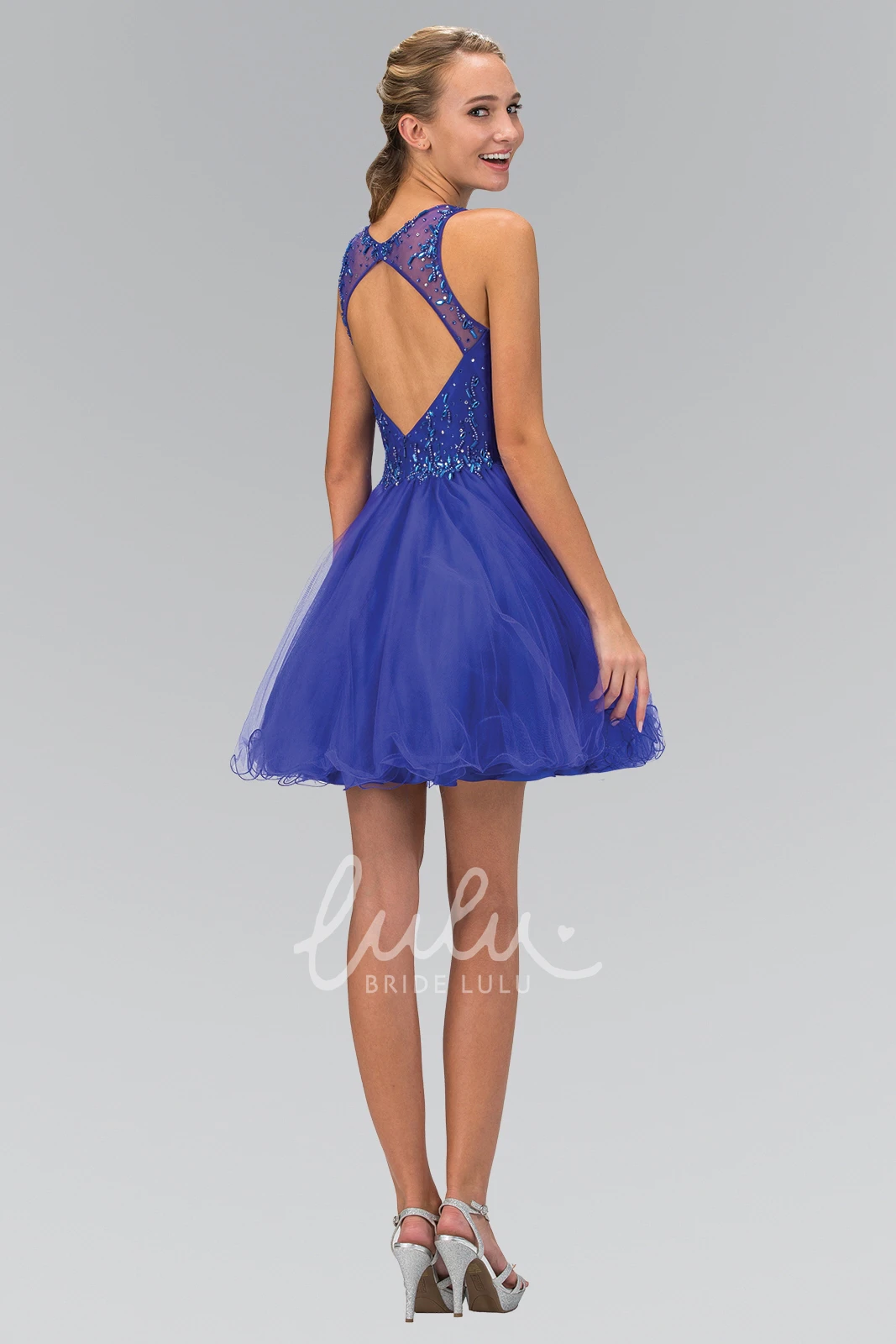 Ruffled A-Line Tulle Bridesmaid Dress with Scoop Neckline