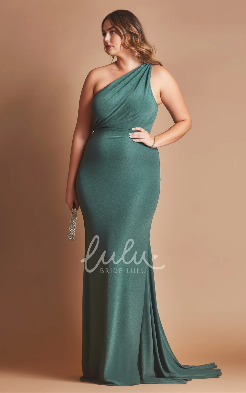 Elegant One-shoulder Plus Size Bridesmaid Dress Sleeveless Chiffon 2025