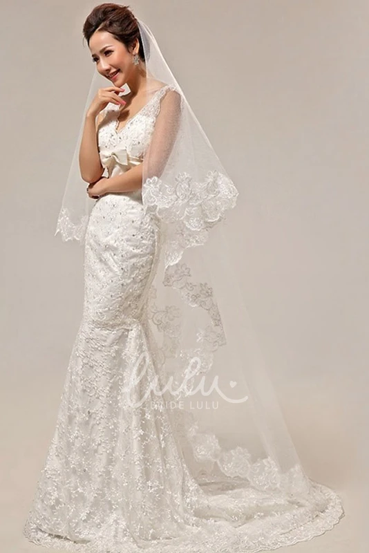 Sweep Lace Edge Wedding Veil Simple & Elegant