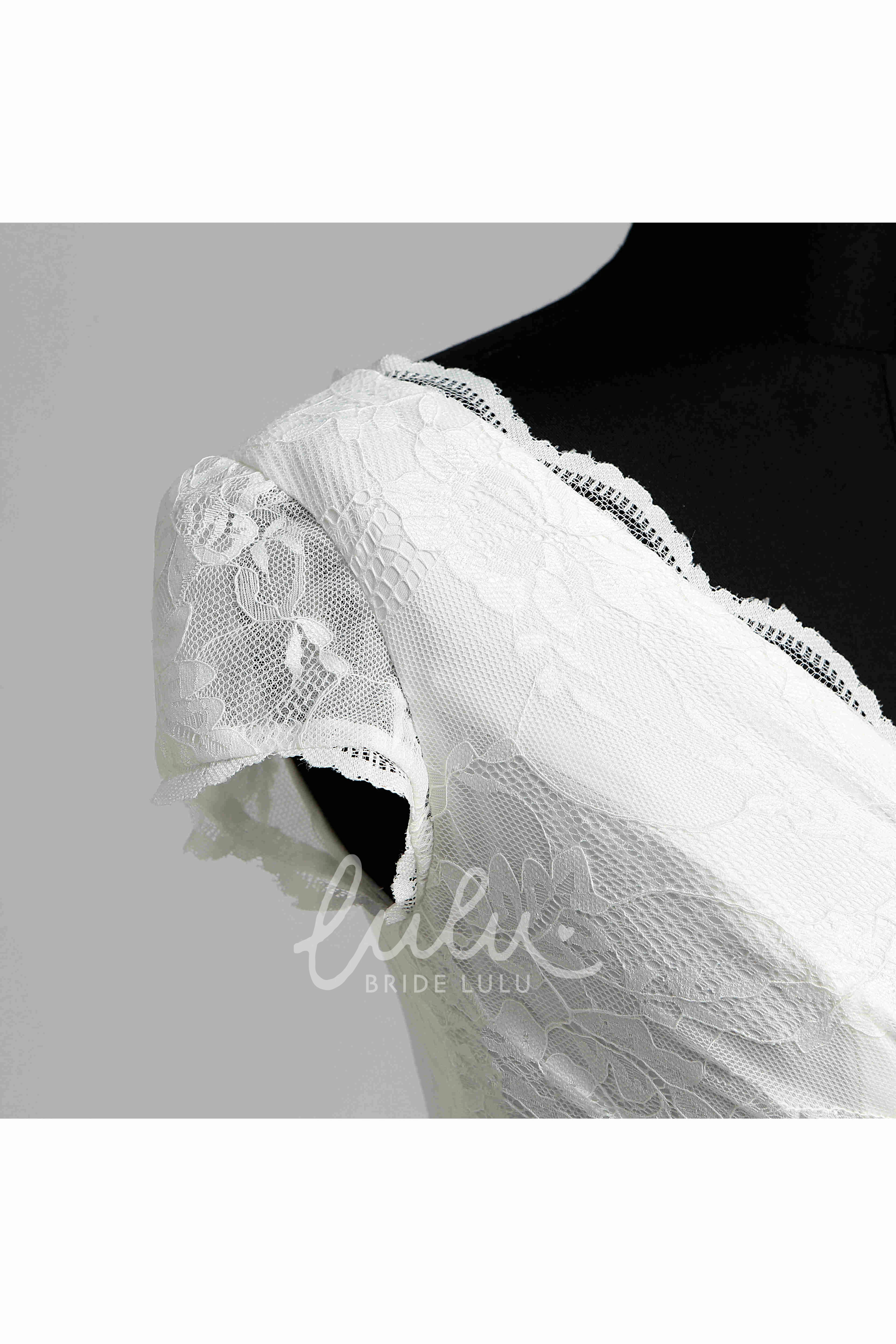 Lace A-Line Garden Wedding Dress with Floor-Length Bow and Sash Ribbon