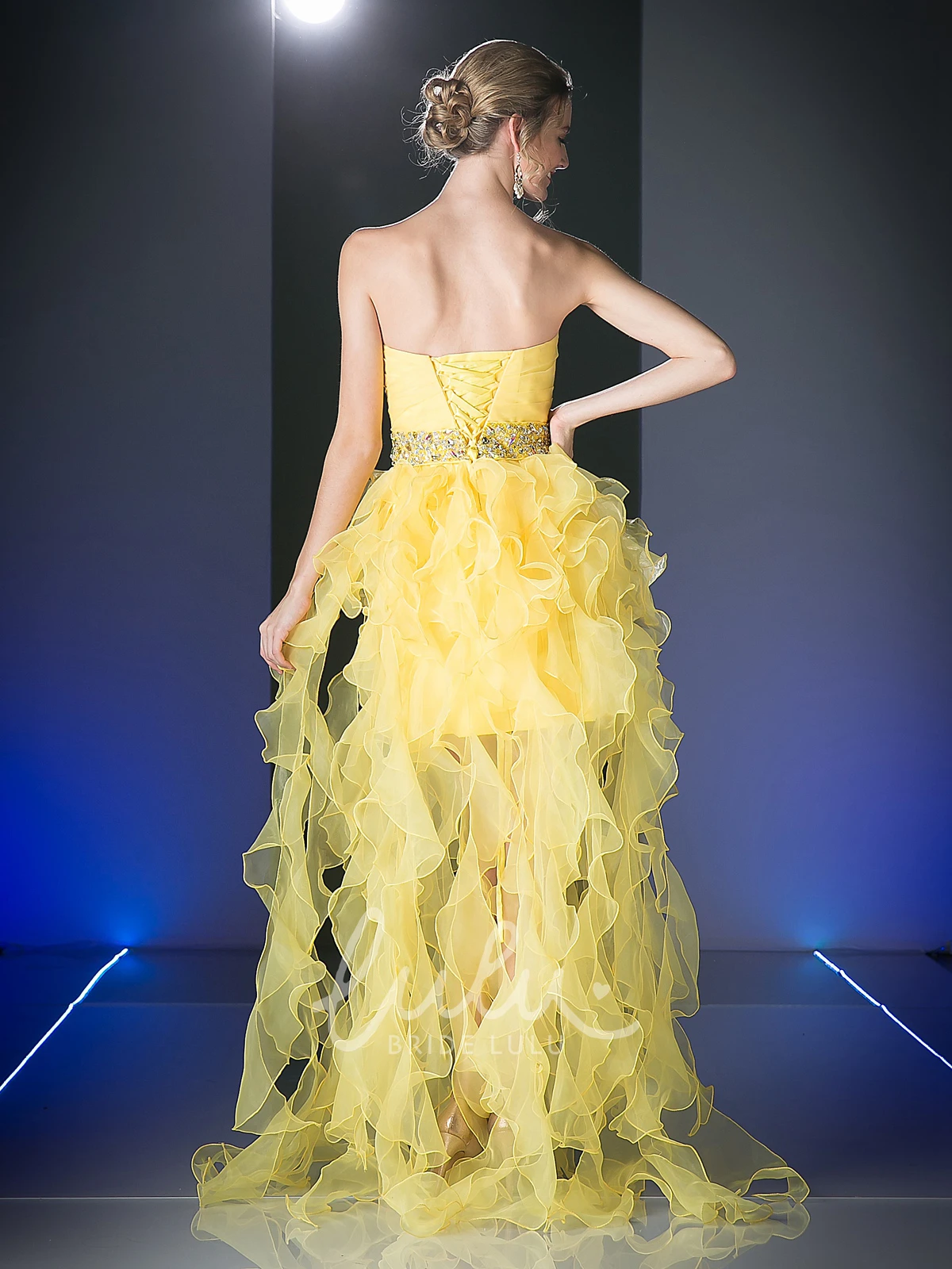 Organza Sweetheart Knee-Length Dress with Criss Cross Formal Dress